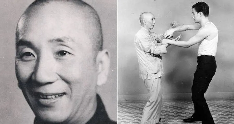Grootmeester Ip Man en zijn leerling Bruce Lee tijdens Chi Sau